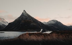 Mountain Landscape With River And Bridge In Norway