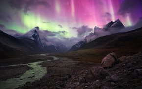 Aurora Borealis Over Baffin Island Mountains