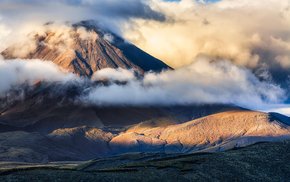 Ngauruhoe Mountain Sunset With Clouds