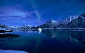 Aurora Over Frozen Lake And Boat