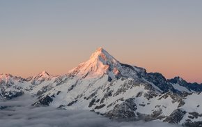 Mt Sefton Snow-Covered Mountain At Sunset