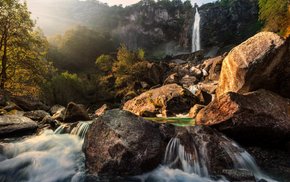 Autumn Waterfall In Val Bavona Forest
