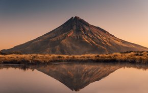 Volcano Peak Reflection On Calm Lake