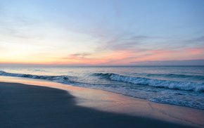 Sunset Beach With Crashing Waves