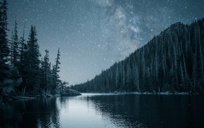 Night Landscape With River And Starry Sky