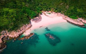 Aerial Island Beach Aerial View
