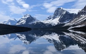 Bow Lake Reflection With Cloudy Sky