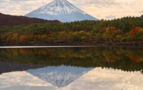 Mt. Fuji Autumn Reflection On Lake