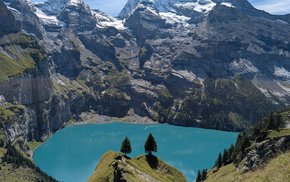 Lake Oeschinen Mountain Range View