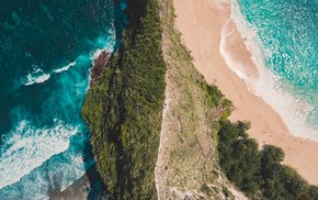 Aerial View Of Ocean Island Shore