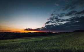 Field Grass Twilight Landscape